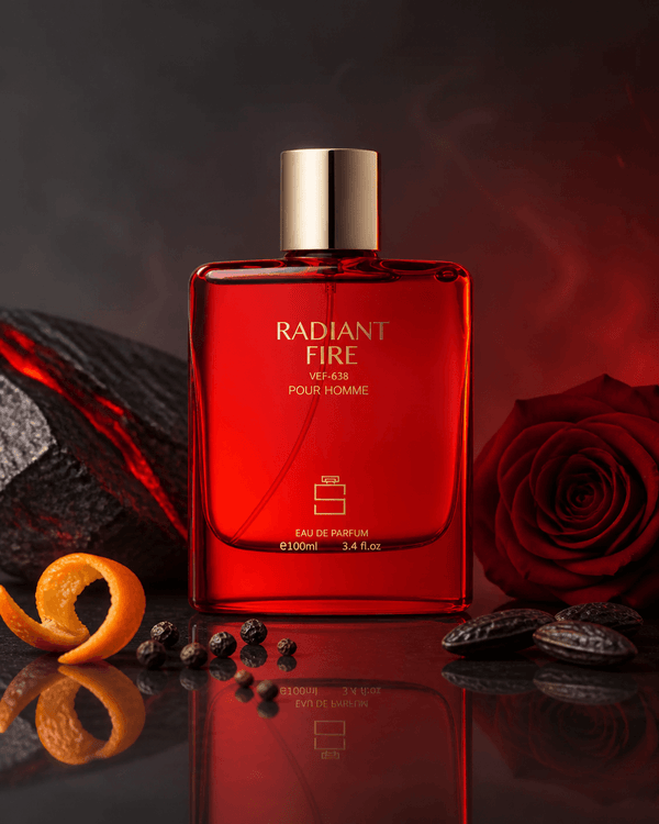 Stellaria Radiant Fire pour homme Eau de Parfum 100ml with mandarin orange, madagascar pepper, rose and tonka bean