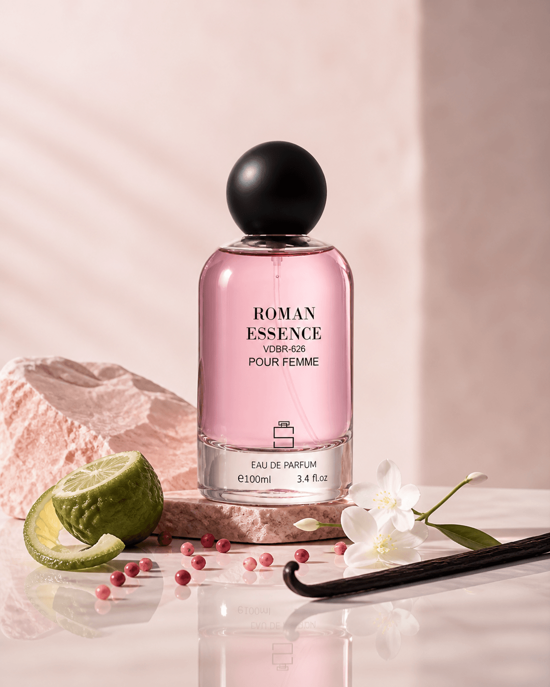 Stellaria Roman Essence for Women pour femme Eau de Parfum 100ml with bergamot, pink pepper, jasmine and bourbon vanilla
